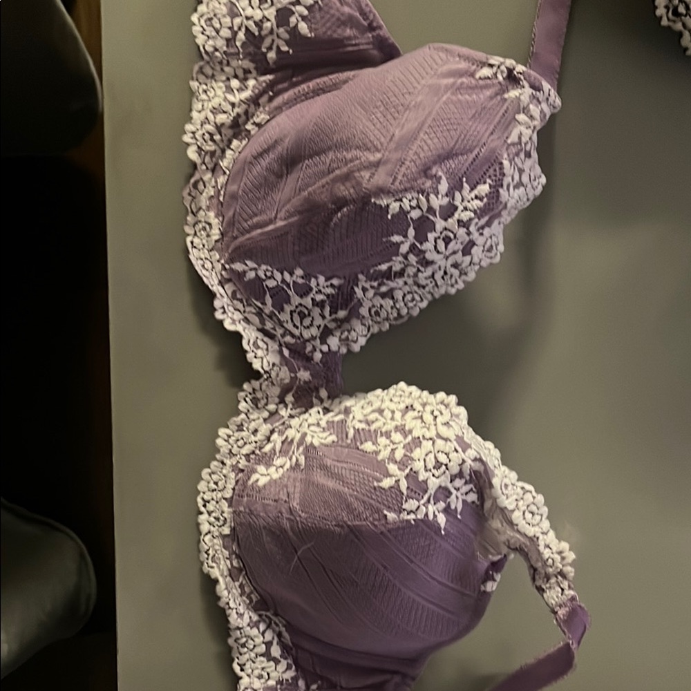 Lace Trim Purple Bra